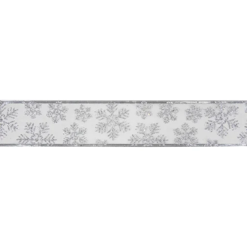 Outlet Sheer Silver Snowflake Christmas Wired Craft Ribbon 2.5" x 10 Yards Ribbons & Bows