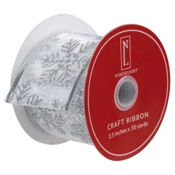 Outlet Sheer Silver Snowflake Christmas Wired Craft Ribbon 2.5