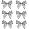 Sheer Snowflake 2-Loop Christmas Bow Decorations - 5.5" - Silver - Pack of 6 Ribbons & Bows