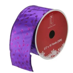 Online Shimmering Purple Tree Wired Christmas Craft Ribbon 2.5" x 10 Yards Ribbons & Bows