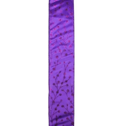Online Shimmering Purple Tree Wired Christmas Craft Ribbon 2.5" x 10 Yards Ribbons & Bows