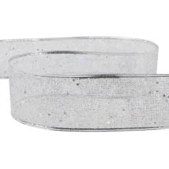 Best Shimmering Silver Wired Craft Christmas Ribbon 2.5