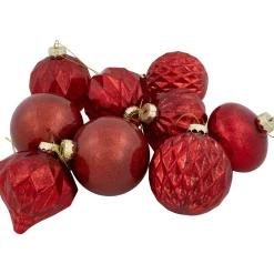 Best Shiny and Matte Finish Christmas Glass Ball Ornaments - 3" (80mm) - Red - 9ct Glass|Ball Ornaments