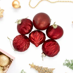 Best Shiny and Matte Finish Christmas Glass Ball Ornaments - 3" (80mm) - Red - 9ct Glass|Ball Ornaments