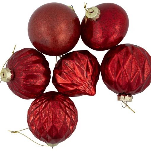 Best Shiny and Matte Finish Christmas Glass Ball Ornaments - 3" (80mm) - Red - 9ct Glass|Ball Ornaments