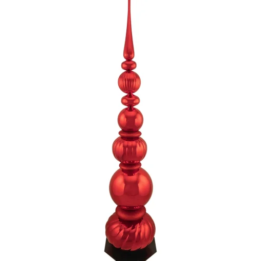 Online Shiny Ball Finial Tower Commercial Christmas Decoration - 4.5' - Red Commercial