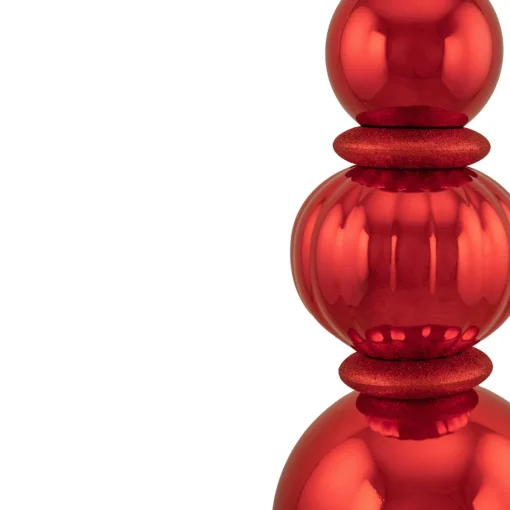 Online Shiny Ball Finial Tower Commercial Christmas Decoration - 4.5' - Red Commercial