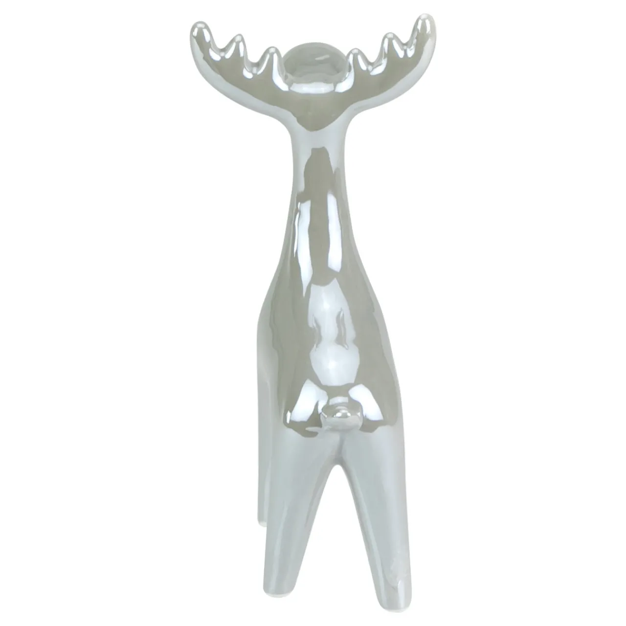 Hot Shiny Ceramic Reindeer Christmas Figure - 7" - Grey Animals
