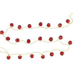 Outlet Shiny Christmas Jingle Bells Metal Garland - 7.5' - Red Novelty