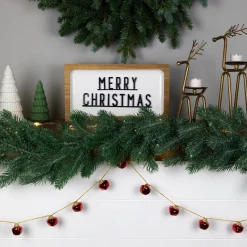 Outlet Shiny Christmas Jingle Bells Metal Garland - 7.5' - Red Novelty