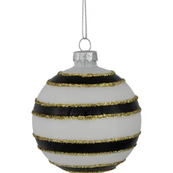 Outlet Shiny Finish Striped Christmas Glass Ball Ornaments - 3