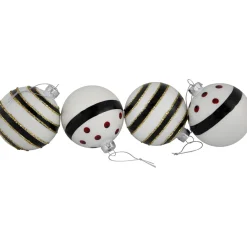 Outlet Shiny Finish Striped Christmas Glass Ball Ornaments - 3