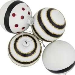 Outlet Shiny Finish Striped Christmas Glass Ball Ornaments - 3
