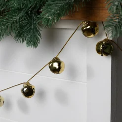 Shiny Metal Christmas Jingle Bells Garland - 7.5' - Gold Novelty