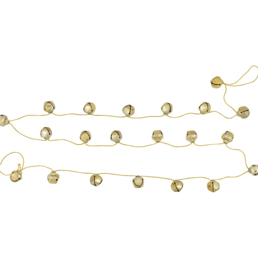 Shiny Metal Christmas Jingle Bells Garland - 7.5' - Gold Novelty