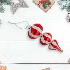 Clearance Shiny Red and Frosted Striped Candy Cane Finial Glass Christmas Ornament - 5.5" Finials|Pendants