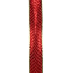 Online Shiny Red and Gold Striped Wired Christmas Craft Ribbon 2.5" x 10 Yards Ribbons & Bows