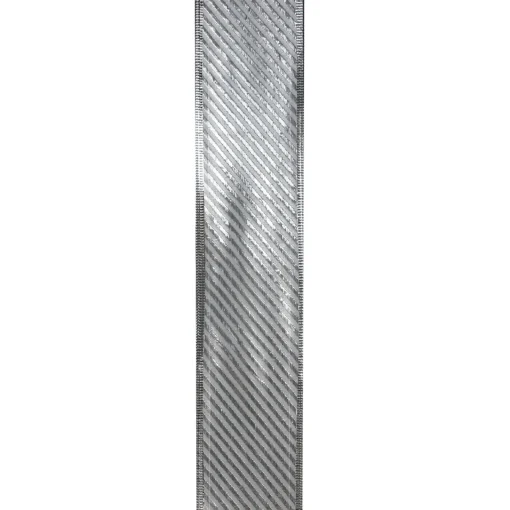 Shiny Silver Diagonal Striped Wired Christmas Craft Ribbon 2.5" x 10 Yards Ribbons & Bows