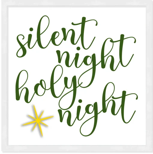 Silent Night Holy Night 15.5" x 15.5" Framed Christmas Wall Decor Art Print Sign Poster in a Natural Wooden Frame with UV Acrylic and Hangers Wall