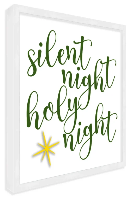 Silent Night Holy Night 15.5" x 15.5" Framed Christmas Wall Decor Art Print Sign Poster in a Natural Wooden Frame with UV Acrylic and Hangers Wall