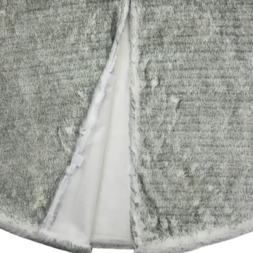 Online Silver Fox Faux Fur Christmas Tree Skirt - 48" Cloth|Metal