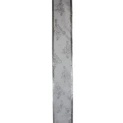 Online Silver Glittering Trees Christmas Wired Craft Ribbon 2.5" x 10 Yards Ribbons & Bows
