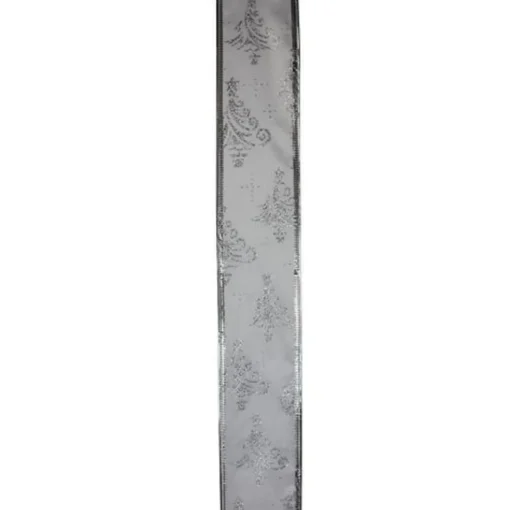 Online Silver Glittering Trees Christmas Wired Craft Ribbon 2.5" x 10 Yards Ribbons & Bows