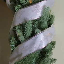 Online Silver Glittering Trees Christmas Wired Craft Ribbon 2.5