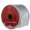Best Silver Horizontal Striped Wired Christmas Craft Ribbon 2.5" x 10 Yards Ribbons & Bows