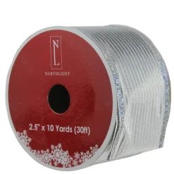 Best Silver Horizontal Striped Wired Christmas Craft Ribbon 2.5" x 10 Yards Ribbons & Bows