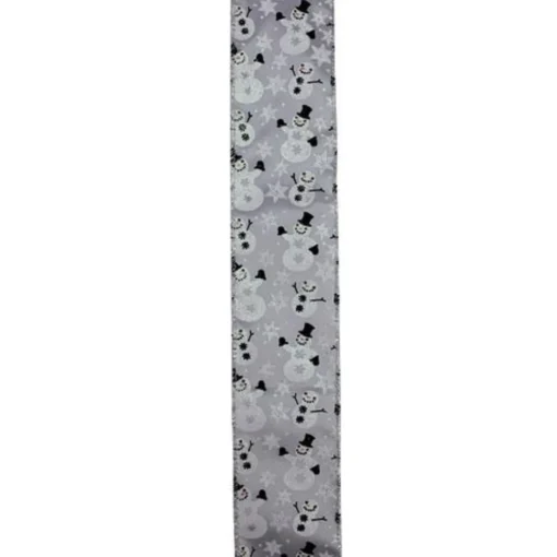 Online Silver Snowmen and Snowflakes Wired Christmas Craft Ribbon 2.5" x 10 Yards Ribbons & Bows