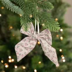 Online Single Loop Floral Christmas Bow Decoration - 5.5" - Pink Ribbons & Bows