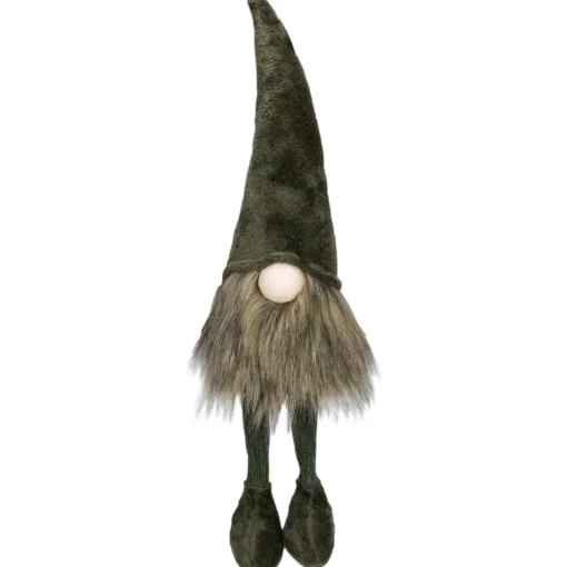Sitting Christmas Gnome with Knitted Dangling Legs - 20" - Green Gnomes