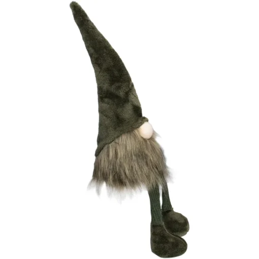 Sitting Christmas Gnome with Knitted Dangling Legs - 20" - Green Gnomes