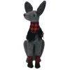 Discount Sitting Dog with Plaid Collar Christmas Decoration - 14.5” - Gray and Red Animals