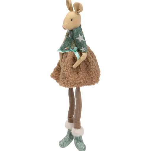 Hot Sitting Girl Mouse in Plush Dress with Dangling Legs Christmas Figure - 18" Animals