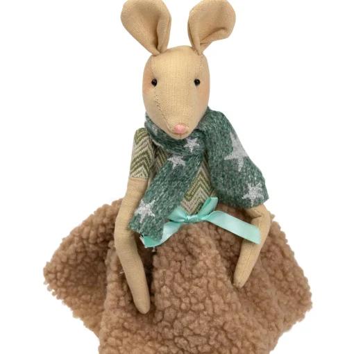 Hot Sitting Girl Mouse in Plush Dress with Dangling Legs Christmas Figure - 18" Animals