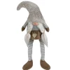 New Sitting Girl with Braids Christmas Gnome Figure - 7.5" - Gray and Beige Gnomes