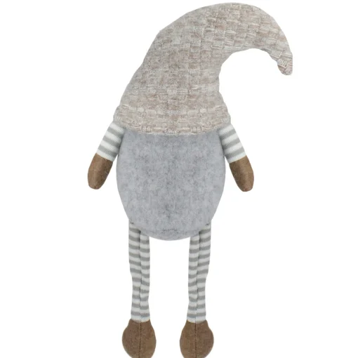 New Sitting Girl with Braids Christmas Gnome Figure - 7.5" - Gray and Beige Gnomes