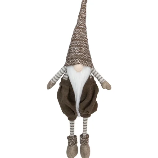 Online Sitting Gnome with Striped Dangling Legs Christmas Figure - 18.5" - Brown Gnomes
