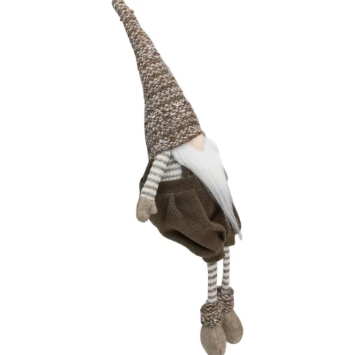 Online Sitting Gnome with Striped Dangling Legs Christmas Figure - 18.5" - Brown Gnomes