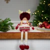 Best Sitting Plush Girl with Dangling Legs Christmas Figure - 16" - Cream and Red People