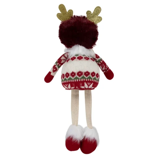 Best Sitting Plush Girl with Dangling Legs Christmas Figure - 16" - Cream and Red People
