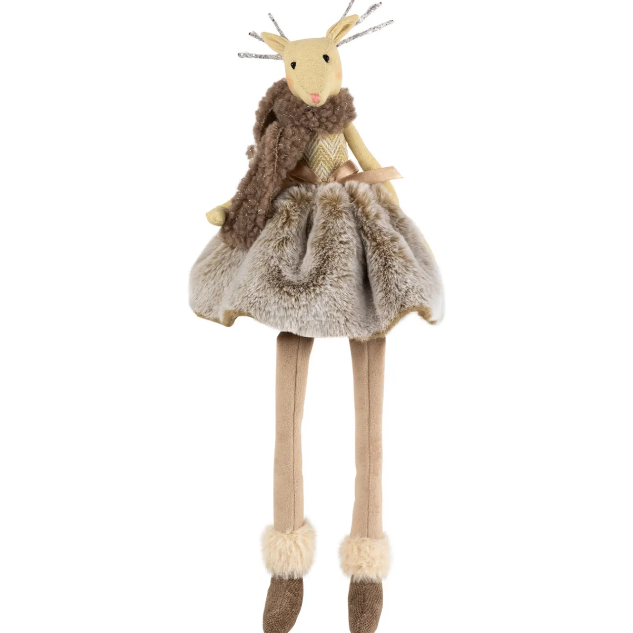 Discount Sitting Reindeer Girl with Dangling Legs Christmas Figure - 18" Animals