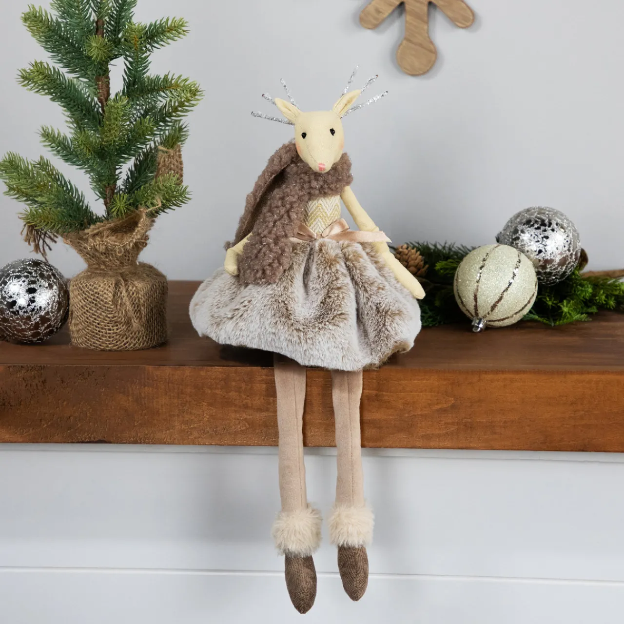 Discount Sitting Reindeer Girl with Dangling Legs Christmas Figure - 18" Animals