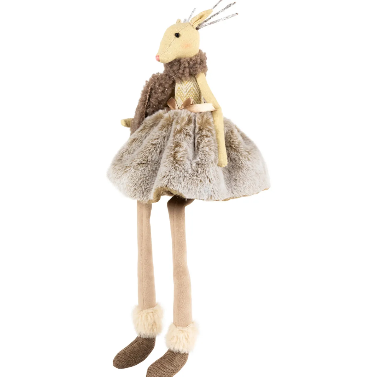 Discount Sitting Reindeer Girl with Dangling Legs Christmas Figure - 18" Animals