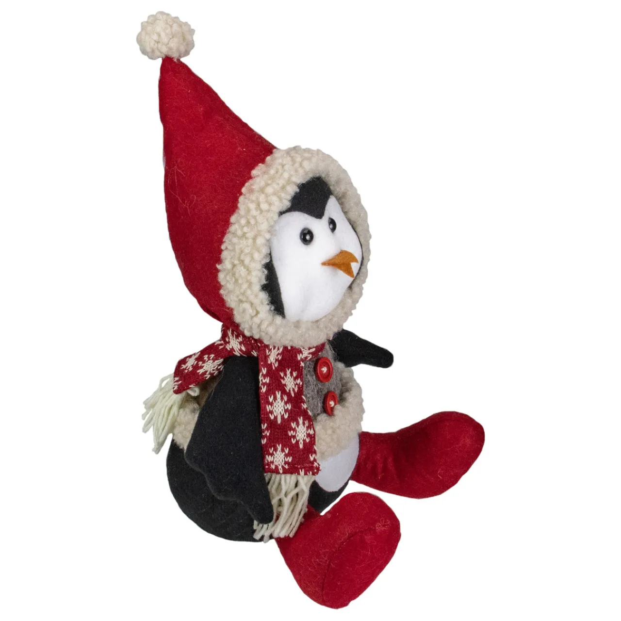 Discount Sitting Winter Penguin Christmas Figure - 15" Red, White, and Black Animals