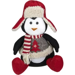 Sale Sitting Winter Penguin with Trapper Hat Christmas Decoration - 12" Animals