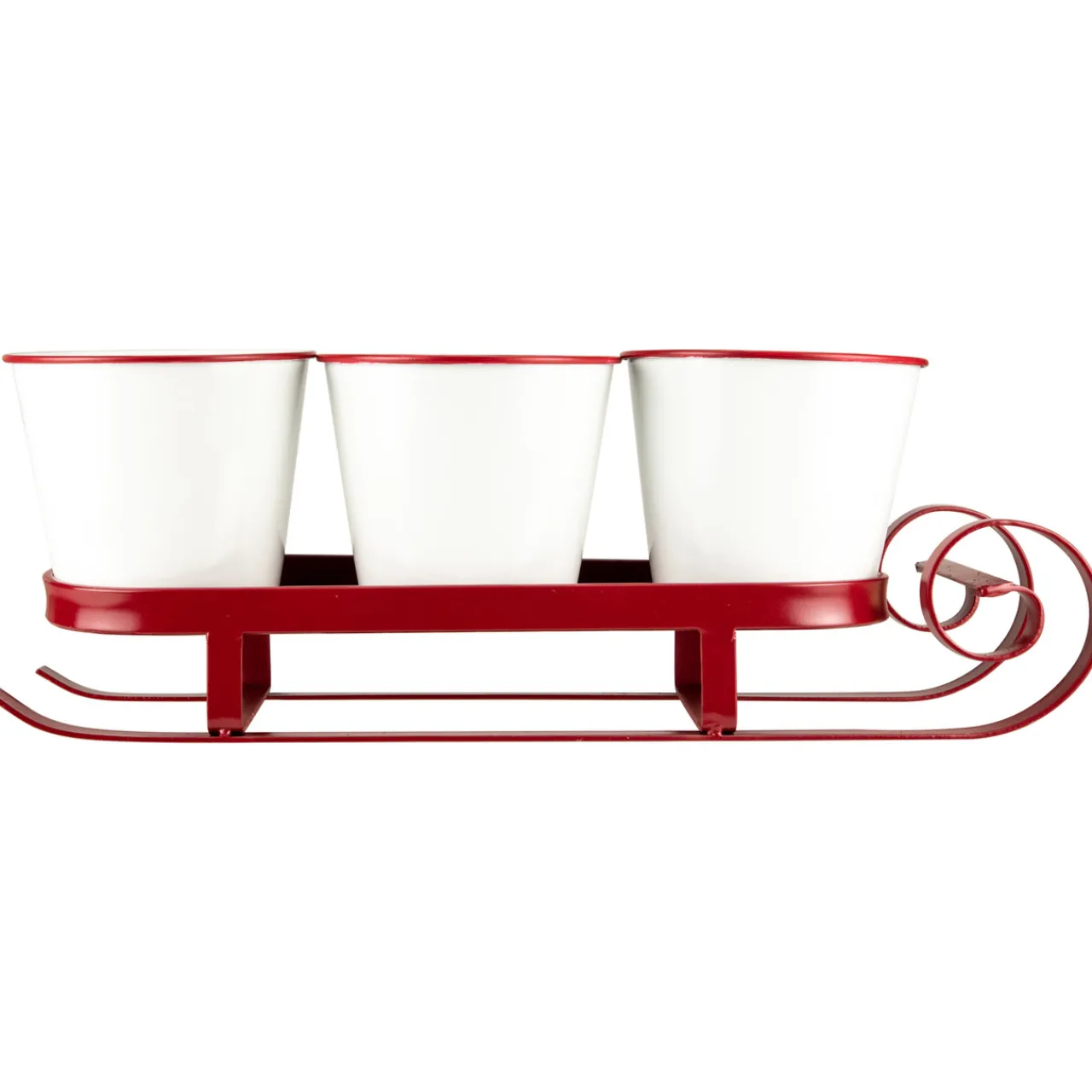 Hot Sleigh with "Noel", "Joy" and "Merry" Buckets Christmas Centerpiece - 18.75" - Red Sleighs