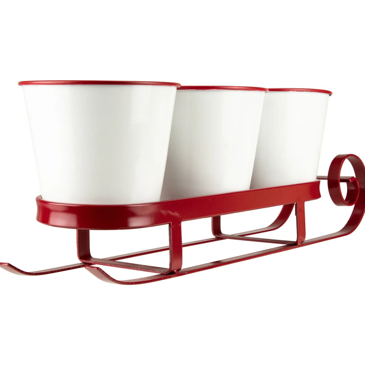 Hot Sleigh with "Noel", "Joy" and "Merry" Buckets Christmas Centerpiece - 18.75" - Red Sleighs